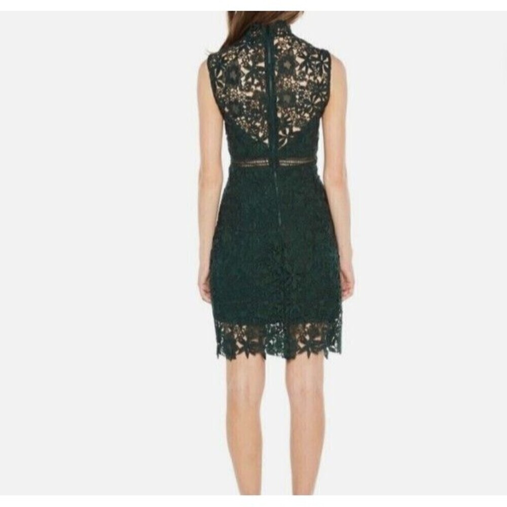Bardot Dress Womens XS US 4 PARIS Black Lace Floral High Neck Cocktail Fitted - Picture 3 of 16